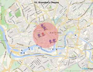 Map of central bristol showing St Brandon's House