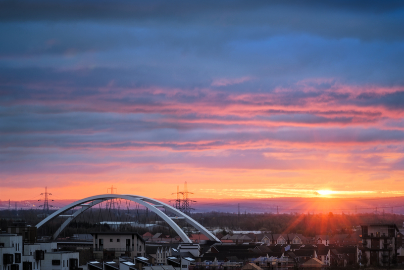 Sunset over Newport, Wales